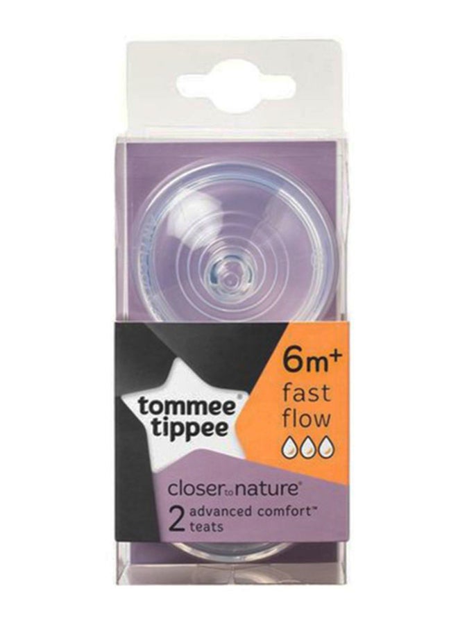 Closer To Nature Advanced Comfort Fast Flow Teats, 6m+, Pack Of 2 - Clear