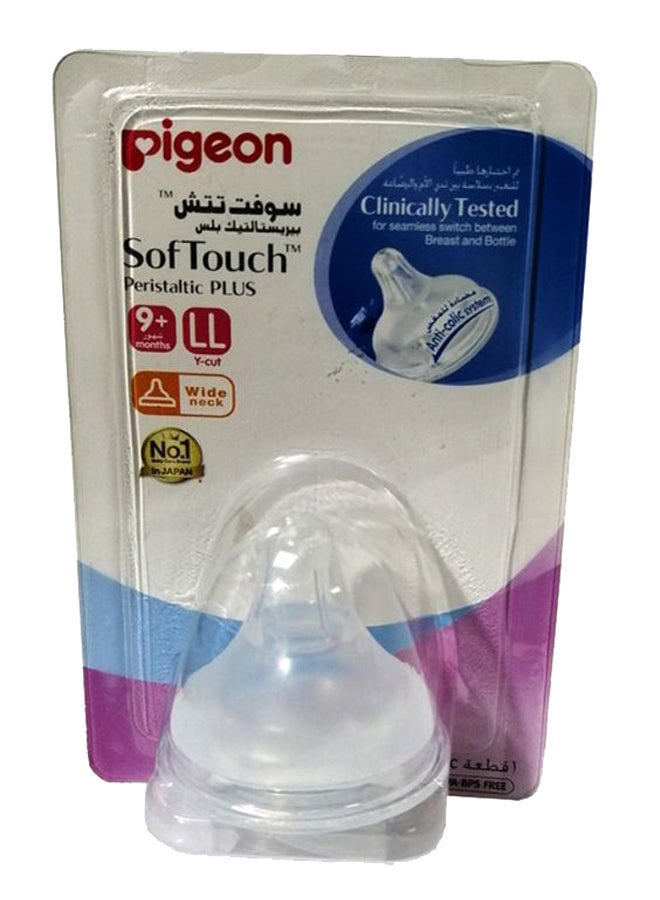 SofTouch Peristaltic Plus Wide-Neck Nipple, Y-Cut, 9+ M - Clear