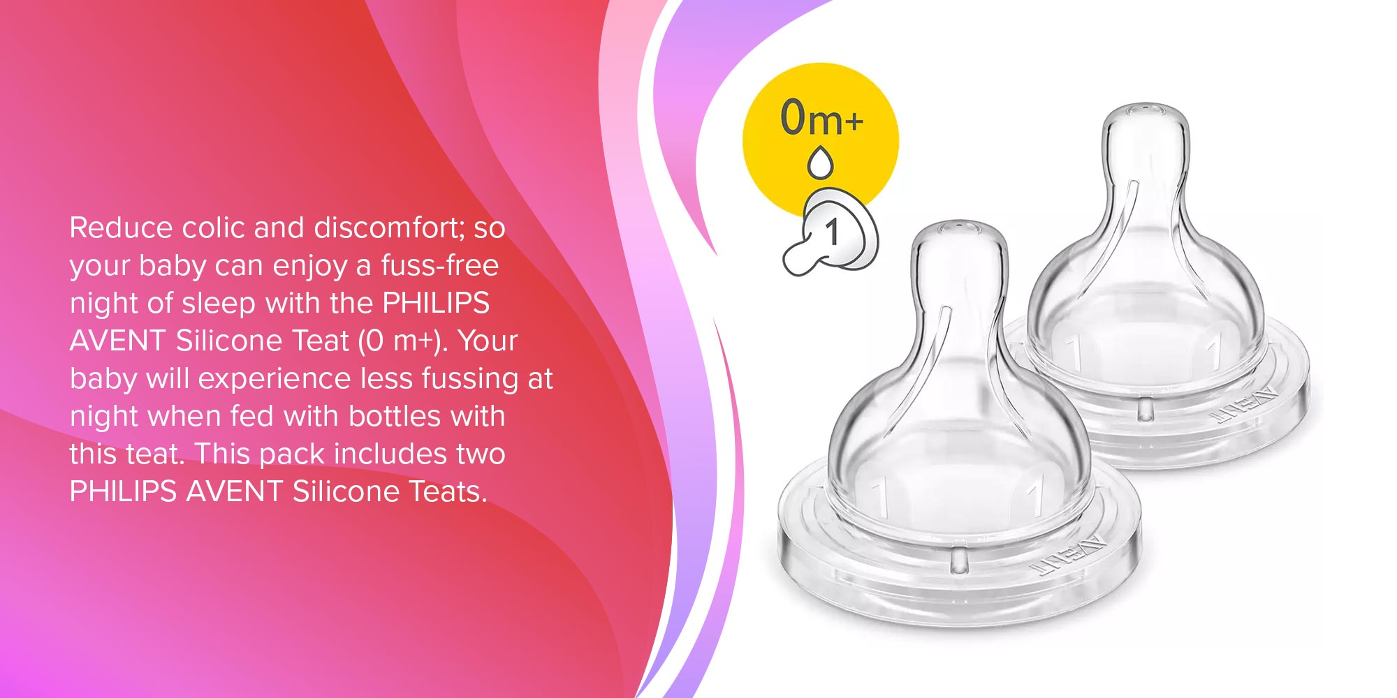 Pack Of 2 Silicone Teat 0 Months+