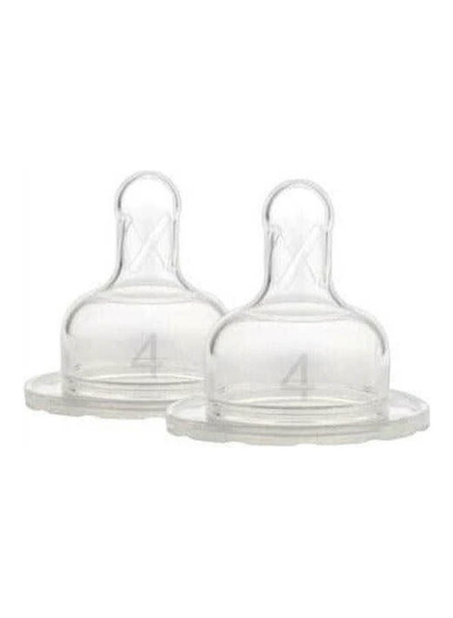 Pack Of 2 Level 4 Silicone Wide-Neck Nipple, 9 Months+