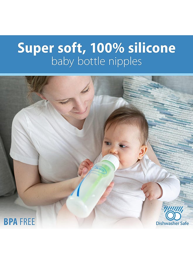 Natural Flow Level 2 Narrow Baby Bottle Silicone Nipple, Medium Flow, 3M+, 100% Silicone Bottle Nipple, 6 Count