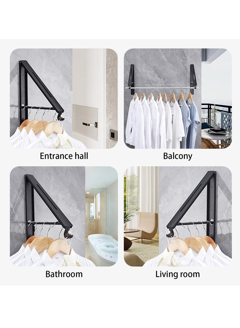 Retractable Clothes Rack, Stealth Clothes Drying Hangers, Wall Mounted Folding Clothes Hanger Drying Rack for Laundry Room Closet Storage Organization (Black)