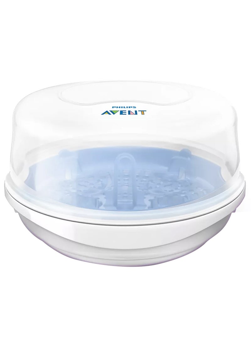 Durable And Fast Microwave Steam Sterilizer With New Compact Design For Little Baby, White - SCF281/03