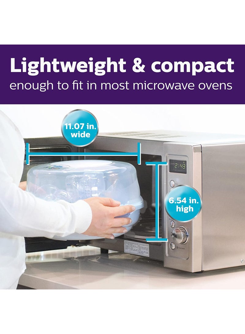 Durable And Fast Microwave Steam Sterilizer With New Compact Design For Little Baby, White - SCF281/03