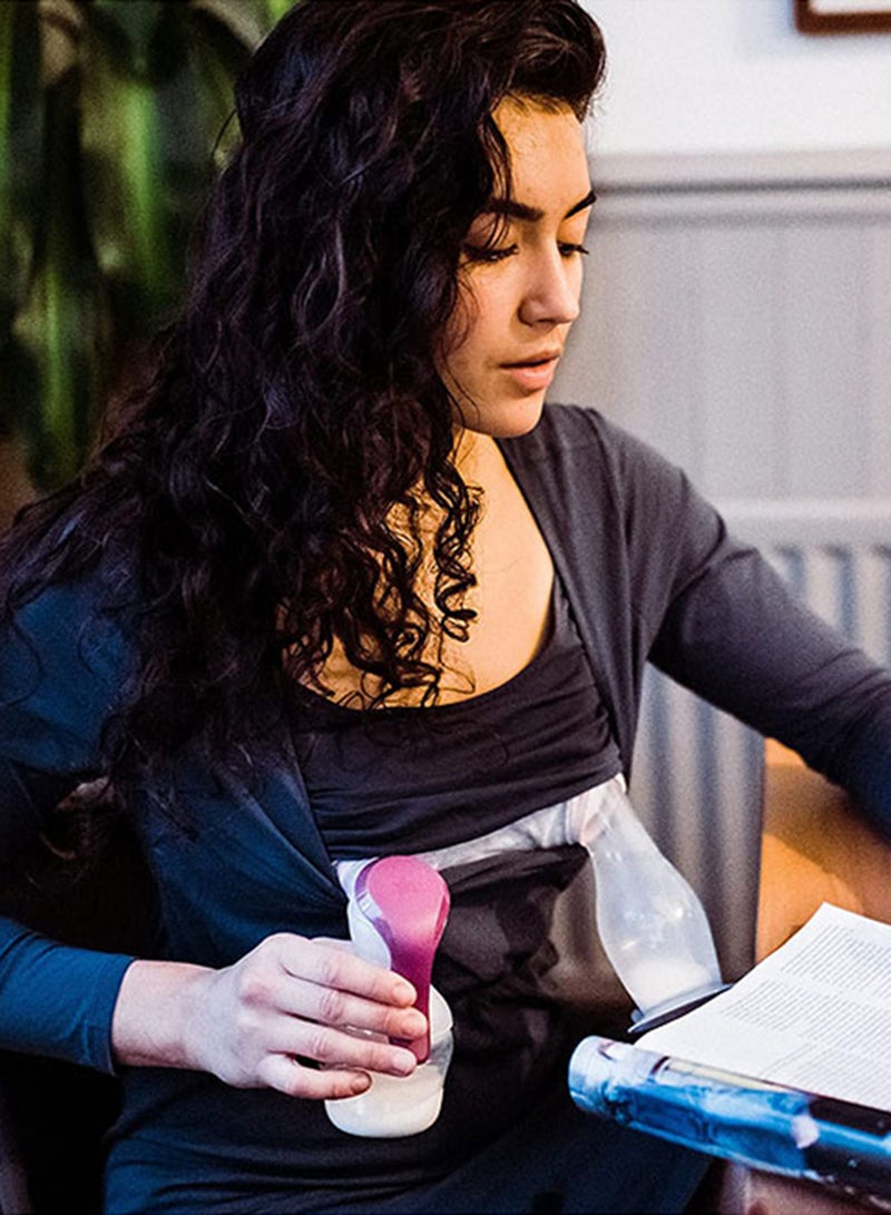 Made For Me Single Manual Breast Pump, Strong Suction, Soft Feel, Ergonomic Handle, Portable And Quiet Breastmilk Pump, Baby Bottle Included