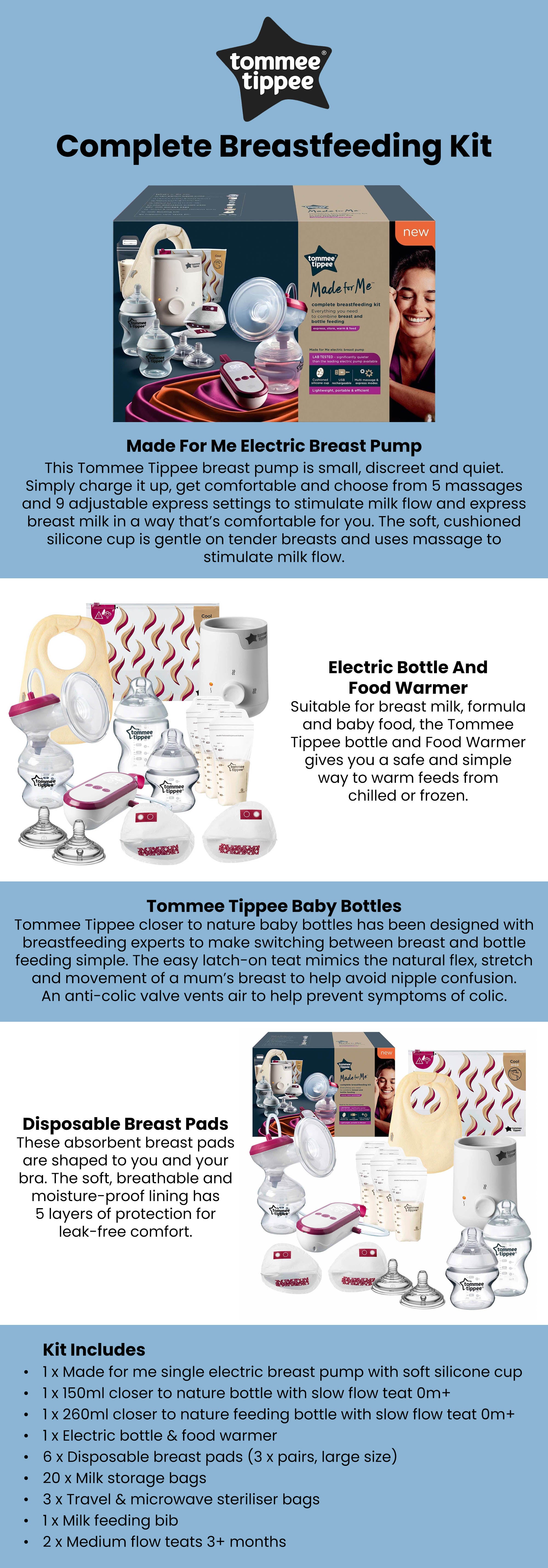 Complete Breastfeeding Kit - MadeFor Me Electric Breast Pump, Baby Bottle And Food Warmer And Breastfeeding Accessories