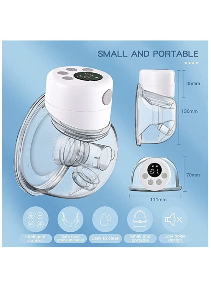 Electric Hands Free Wearable Breast Pump With 2 Mode And 9 Levels Pumping And 30 Breastmilk Storage Bags