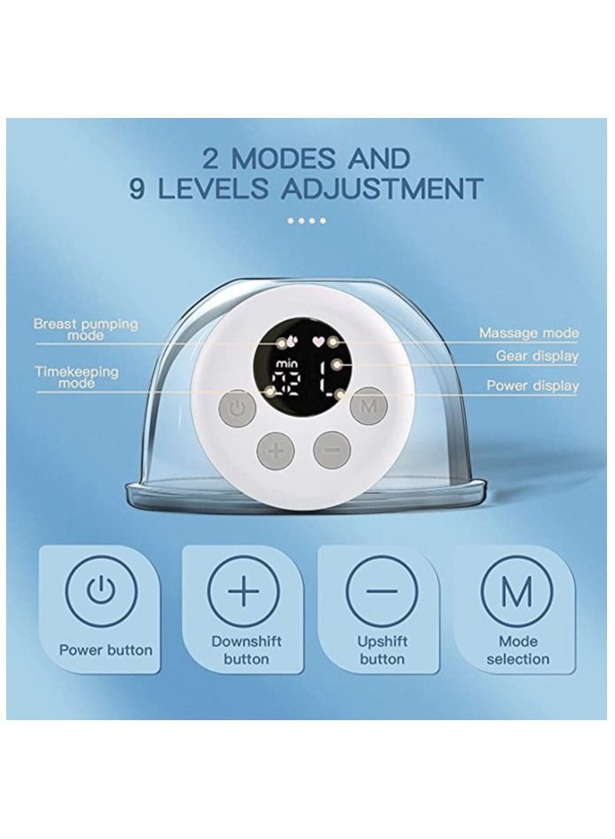 Electric Hands Free Wearable Breast Pump With 2 Mode And 9 Levels Pumping And 30 Breastmilk Storage Bags