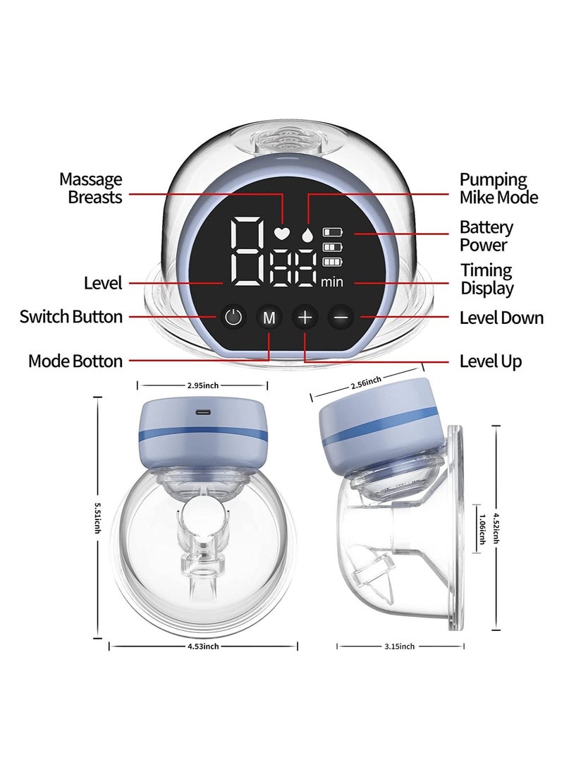 Electric, Wearable, Low Noise, Hands-Free Anti-Overflow Breast Pump With 3 Modes 9 Levels, Massage Milk Extractor Mode - 24 MM