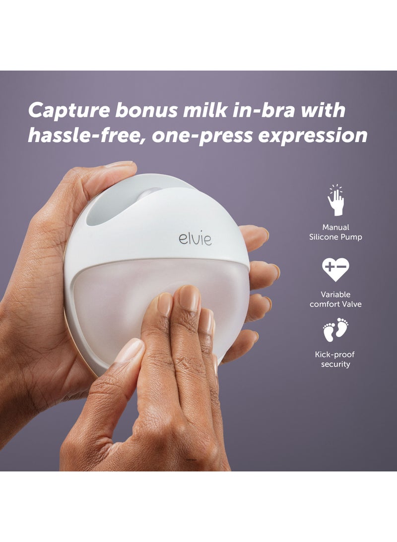 Curve Manual Wearable Breast Pump - Based on Natural Suction, Hands-Free, Kick-Proof, Portable Silicone Milk Pump That Can Be Worn in-Bra for Gently Expressing While Feeding or Pumping