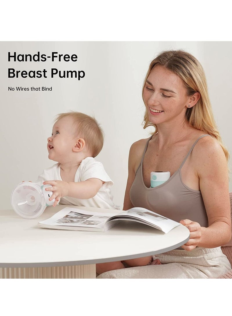 Electric Hands-Free Double Wearable Breast Pump With 2 Modes 9 Levels LCD Display, Memory Function Rechargeable And Massage Pumping Mode Green