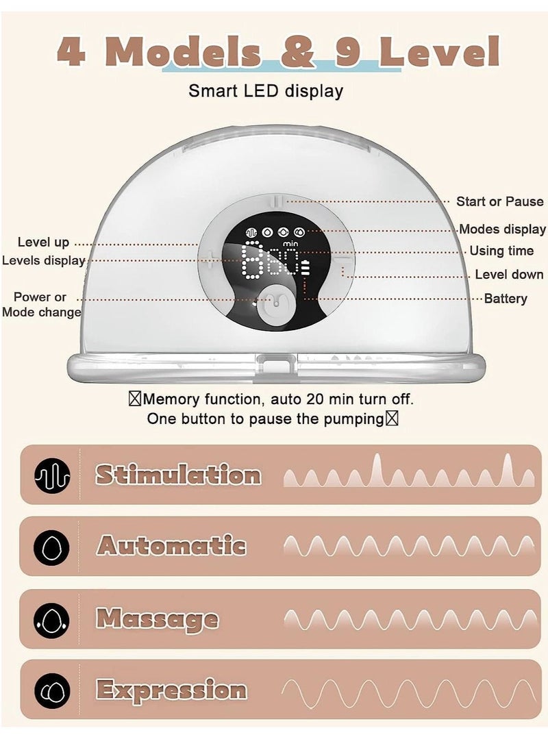 Wearable, Hands Free, Electric Portable Breast Pump With 4 Mode And 9 Levels - 1 Piece
