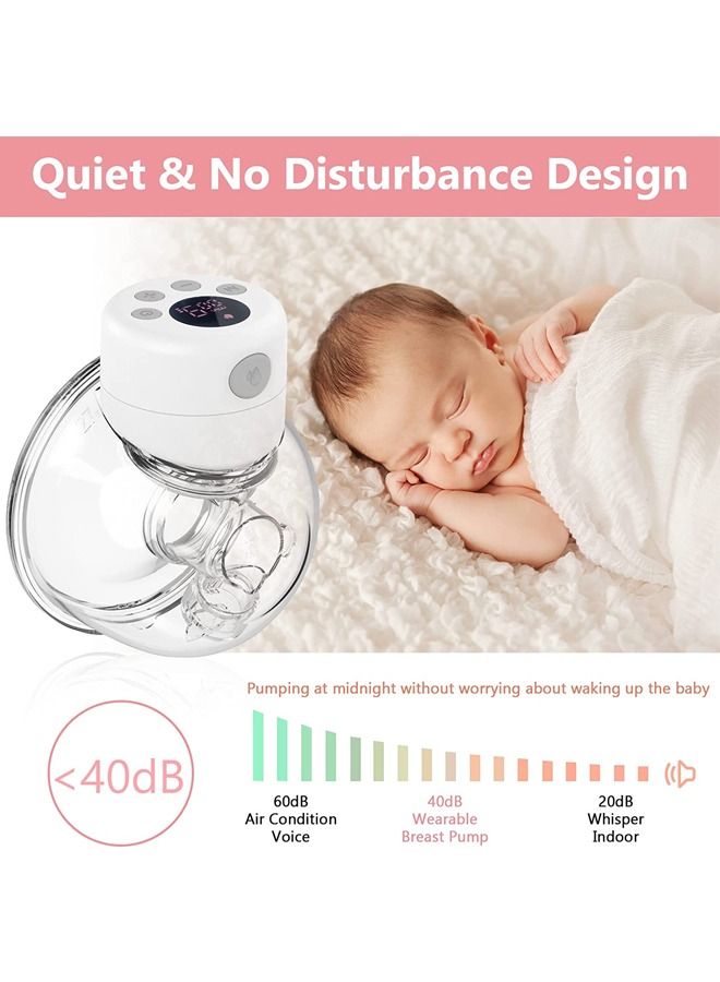 Wearable Breast Pump Hand Free Portable Electric Breastfeeding Pump S12 Wireless Breast Milk Pump with LCD Display 2 Modes 9 Levels 24mm