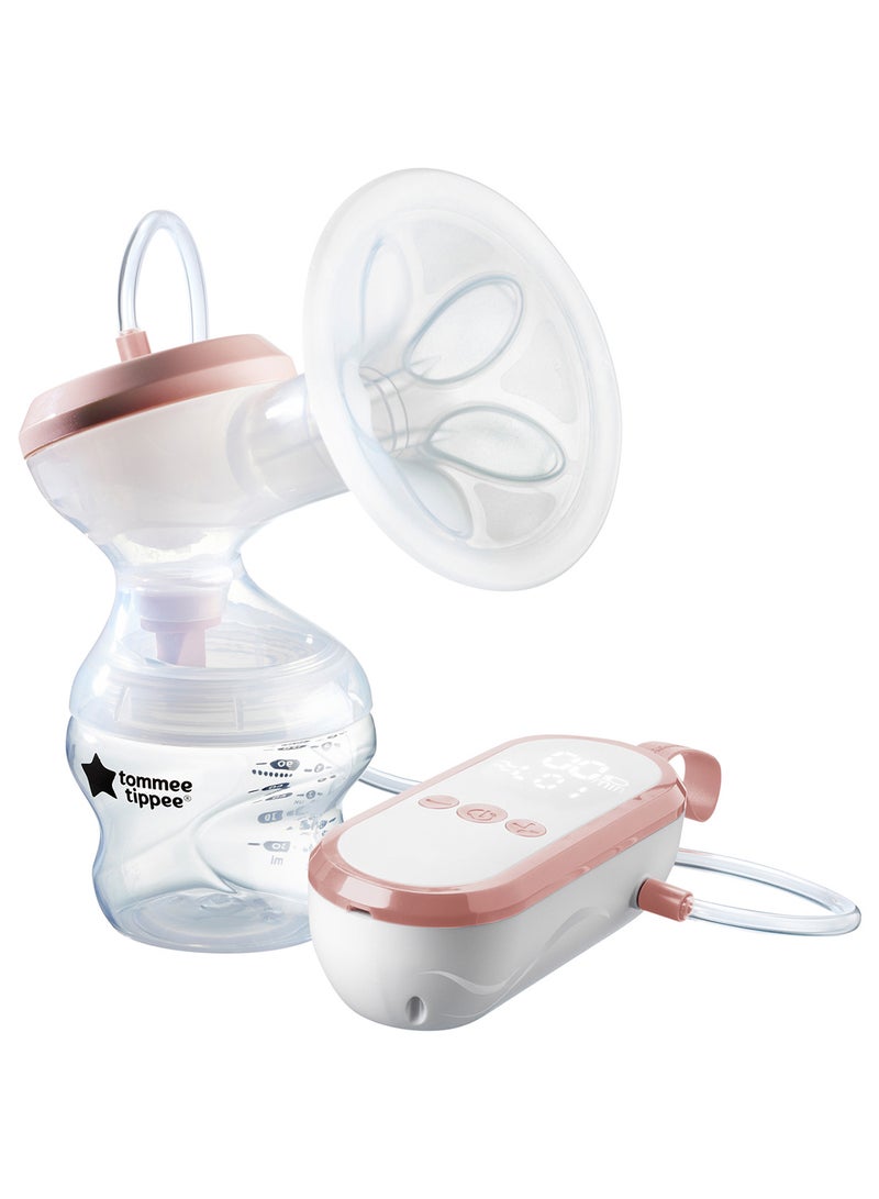 Made For Me Single Electric Breast Pump, Strong Suction, Soft Feel, USB Rechargeable, Quiet, Portable, Express Modes, Baby Bottle Included