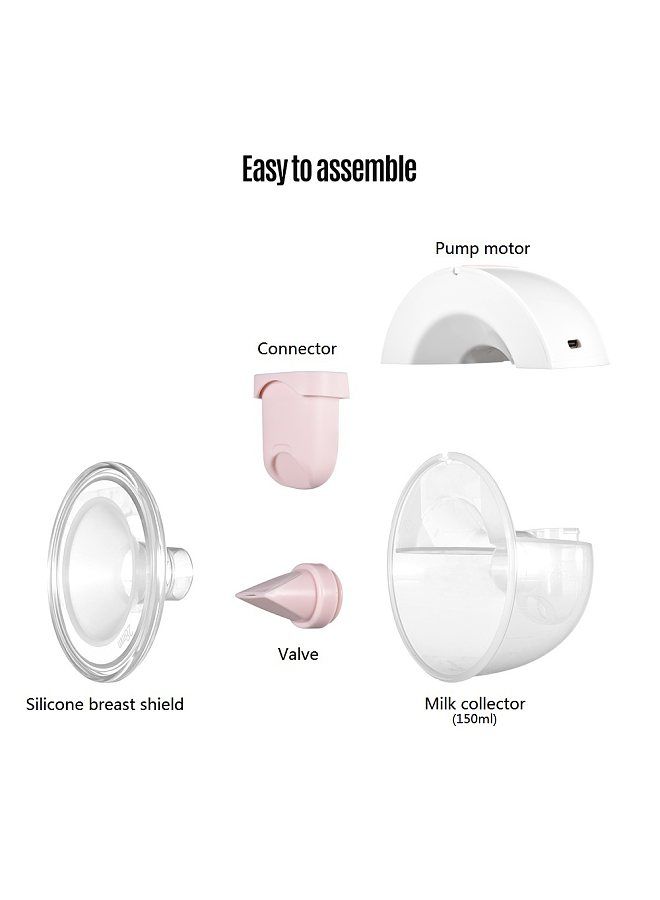 YOUHA YH-7006 Wearable Hands Free Electric Breast Pump Silent Invisible Breast Pump 3 Modes 9 Levels of Suction 150ML Large Capacity with 24mm/28mm  Carrying Bag for Home Travel