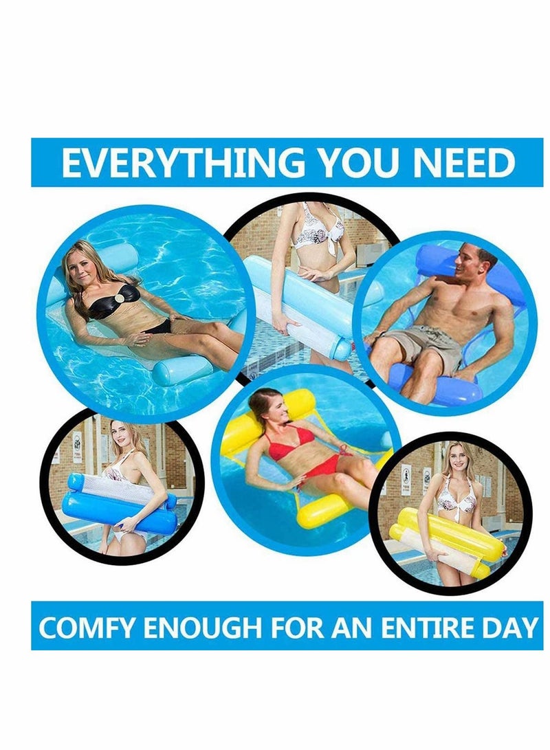 Inflatable Water Hammock, Water Hammock Pool Lounger, 4-in-1 Multi-Purpose Floating Bed Lounge Chair Drifter Saddle Swimming Pool Beach Float Portable Pool Float for Adults Kids, blue