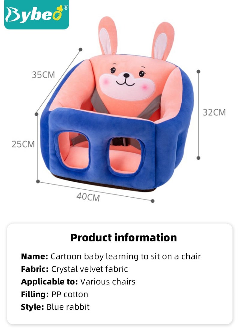 Baby Sofa Learn Sitting Chair, Nursery Sit Support Plush Seat, Soft Hugging Pillow Cushion, Infant Floor Seats with Safety Belts, Non-slip Armchair, Cartoon Animal Design, Gift for Kids Boys Girls