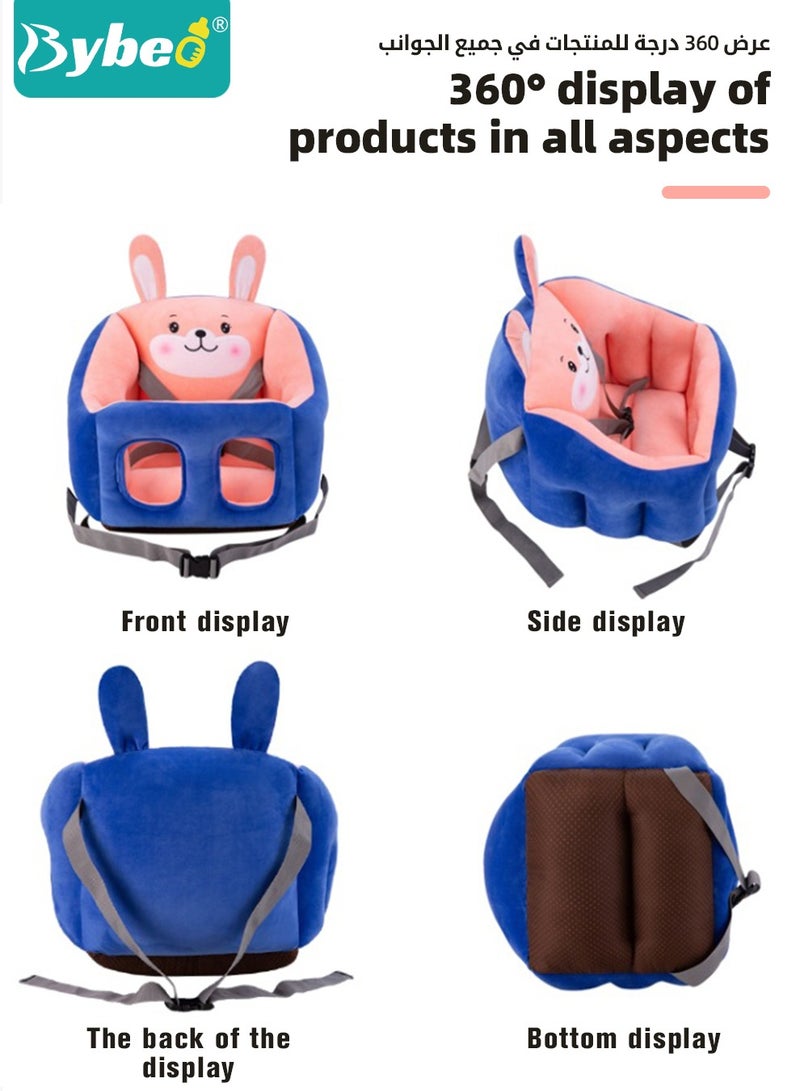 Baby Sofa Learn Sitting Chair, Nursery Sit Support Plush Seat, Soft Hugging Pillow Cushion, Infant Floor Seats with Safety Belts, Non-slip Armchair, Cartoon Animal Design, Gift for Kids Boys Girls