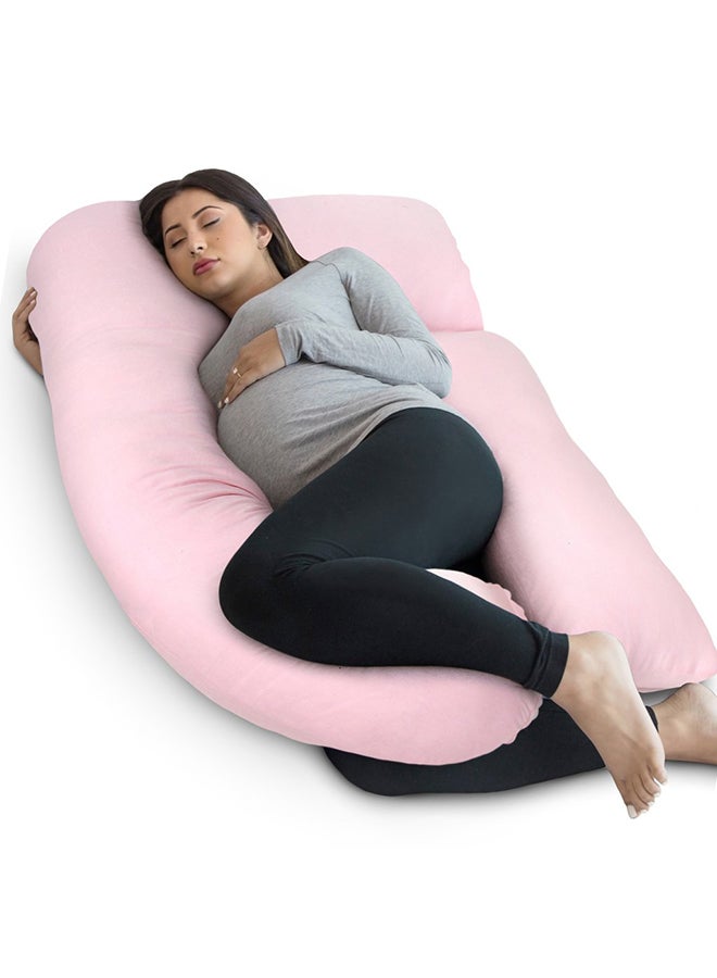 U Shape Pregnancy Poly Pillow - Light Pink