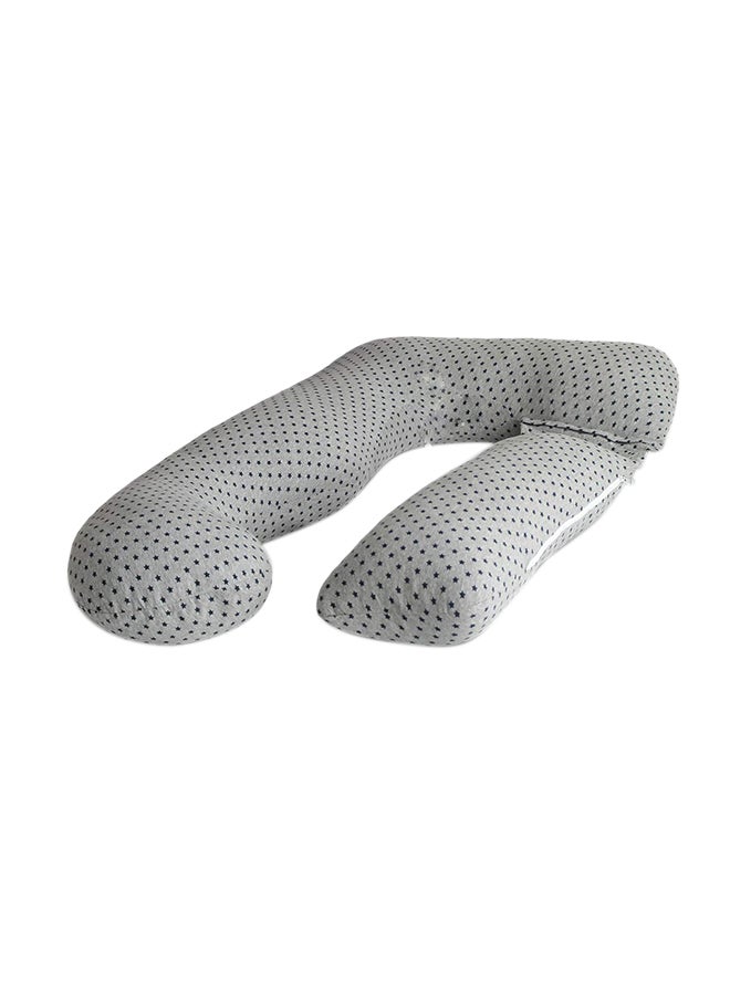 U Shape Pregnancy Poly Pillow Stars - Grey