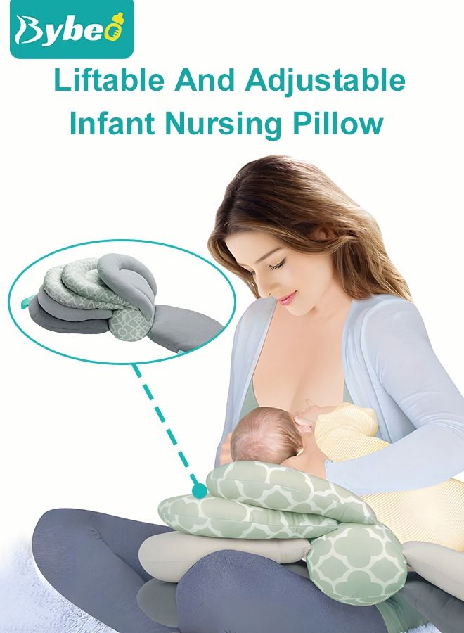 Adjustable Nursing Pillow for Breastfeeding Moms - Multi-Functional and Multi-Layer Postnatal Posture Support Pillow, Can Adjust Height, Geometric Design