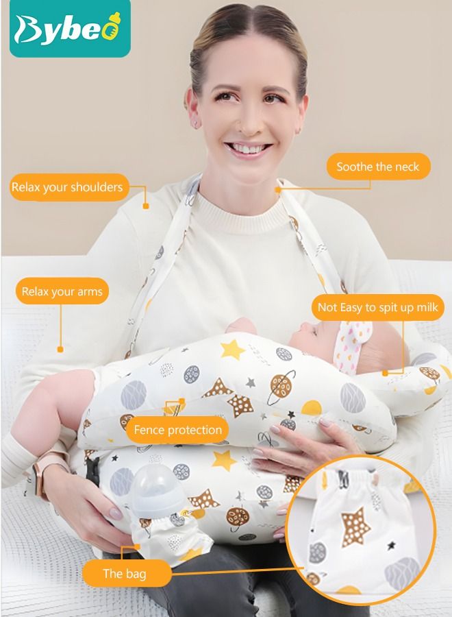 Nursing Pillow for Breastfeeding, Multi-Functional Original Plus Size Breastfeeding Pillows Give Mom and Baby More Support, with Adjustable Waist Strap and Removable Cotton Cover