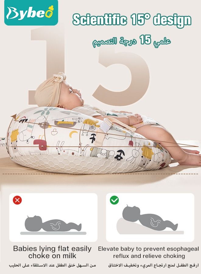 Baby Look Up and Lying Pillow, Nursing Pillow for Breastfeeding, Multi-Functional Original Plus Size Breastfeeding Pillows Give Mom and Baby More Support with Removable Cotton Cover