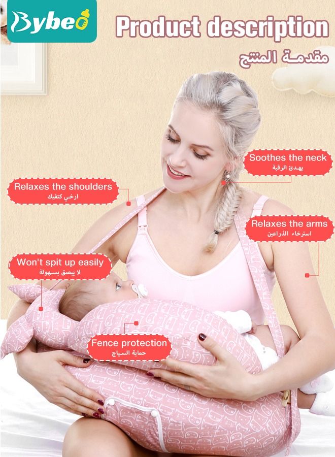 Nursing Pillow for Breastfeeding, Multi-Functional Original Plus Size Breastfeeding Pillows Give Mom and Baby More Support, with Adjustable Waist Strap and Removable Cotton Cover