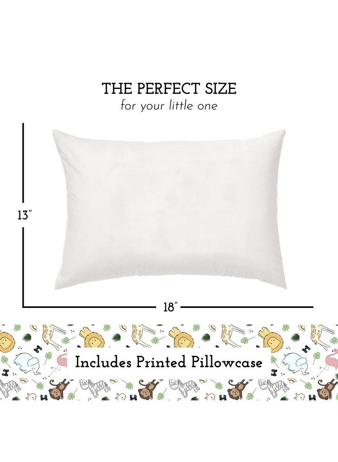 Toddler Pillow With Toddler Pillowcase Soft Hypoallergenic Best Pillow For Kids! Better Neck Support And Sleeping! Better Naps In Bed A Crib Or At School! Makes Travel Comfier! (Safari)