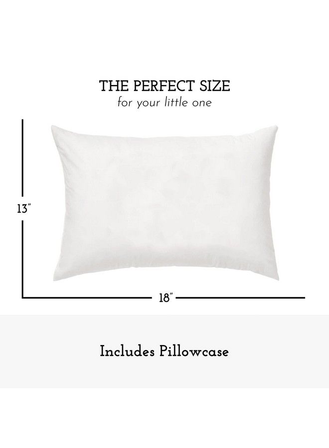 Toddler Pillow With Toddler Pillowcase Soft Hypoallergenic Best Pillow For Kids! Better Neck Support And Sleeping! Better Naps In Bed A Crib Or At School! Makes Travel Comfier! (White)