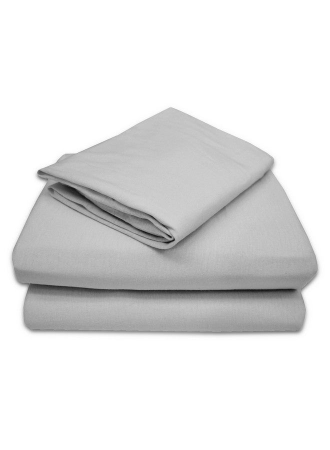 100% Natural Jersey Cotton 3 Piece Toddler Sheet Set Gray Soft Breathable For Boys And Girls