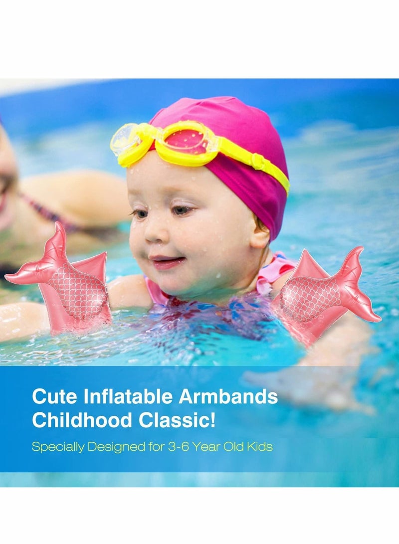 Inflatable Swim Floater Sleeves, Cartoon Swimiming Armbands Floaties Water Wings Floatation Sleeves for Toddler Boys Girls, Pool Sports Learning Training Aids