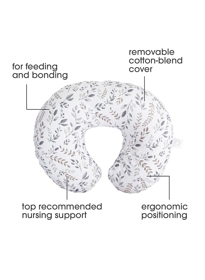 Nursing Pillow Original Support, Gray Taupe Leaves, Ergonomic Nursing Essentials For Bottle And Breastfeeding