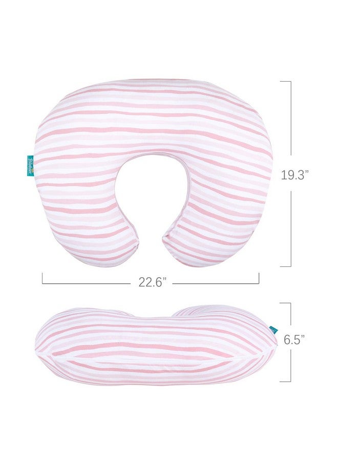 Nursing Pillow Cover 2 Pack Pink And Gray Stretchy 100% Jersey Cotton Nursing Pillow Slipcovers For Moms Breastfeeding And Bottle Feeding Pillow Large Zipper Ultra Soft Nursing Pillow Cover