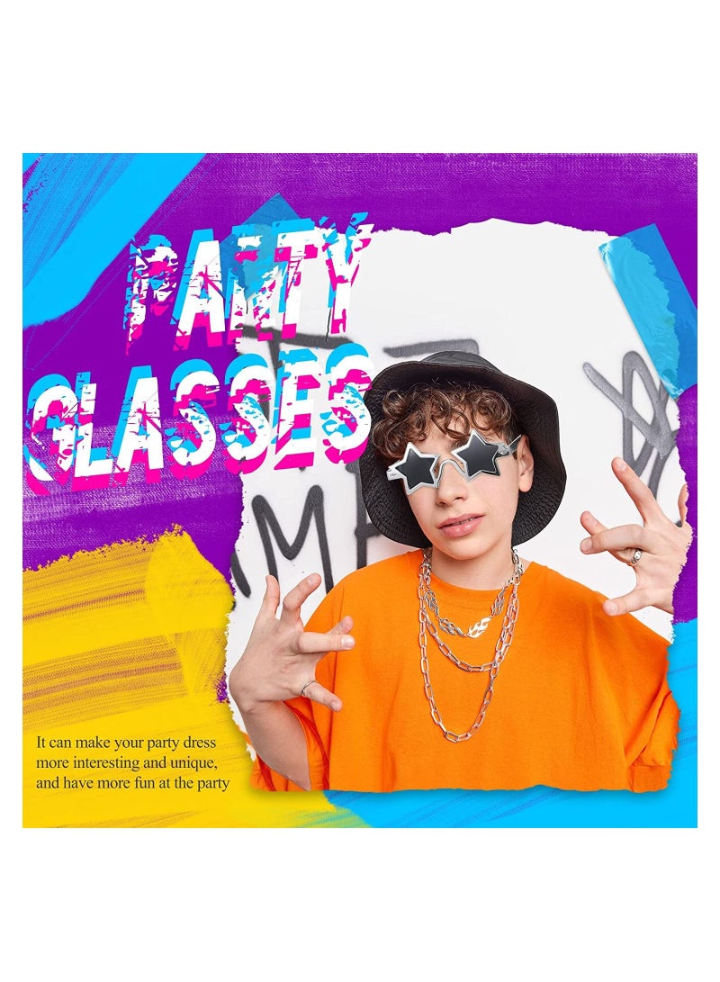 2 Pcs Party Glasses Star Sunglasses Shaped Fancy Dress Novelty Silver Vintage Frame Eyewear for Kids Adults Beach Photo Booth Props