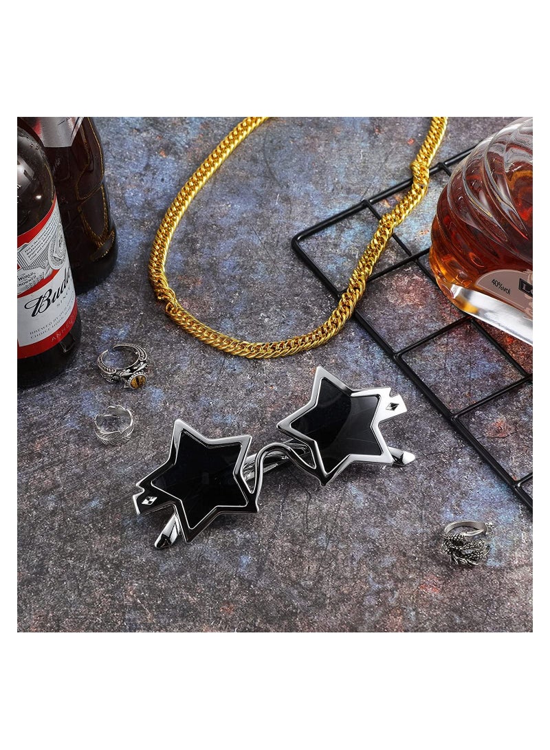 2 Pcs Party Glasses Star Sunglasses Shaped Fancy Dress Novelty Silver Vintage Frame Eyewear for Kids Adults Beach Photo Booth Props