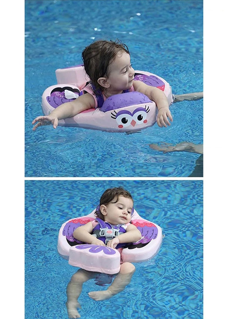 Non-Inflatable Baby Floater with Sun Protection Canopy and Removable Safety Tail