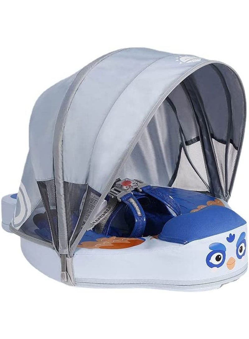 Non-Inflatable Baby Floater with Sun Protection Canopy and Removable Safety Tail