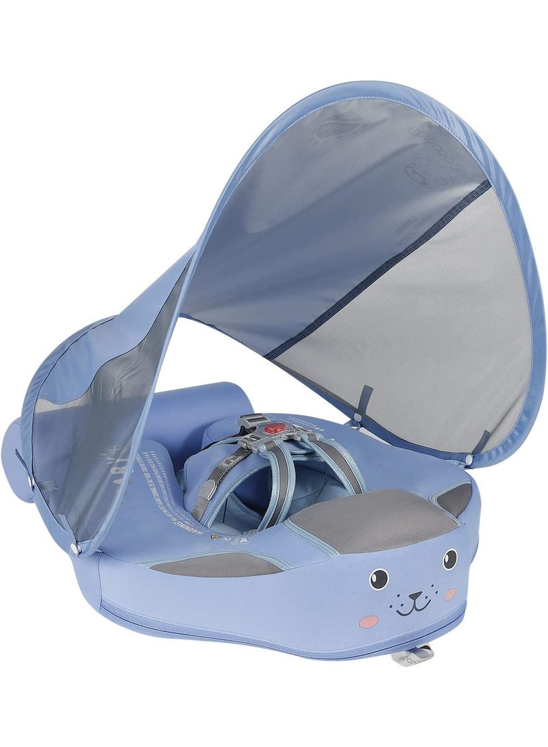 Non-Inflatable Baby Floater with Sun Protection Canopy and Removable Safety Tail