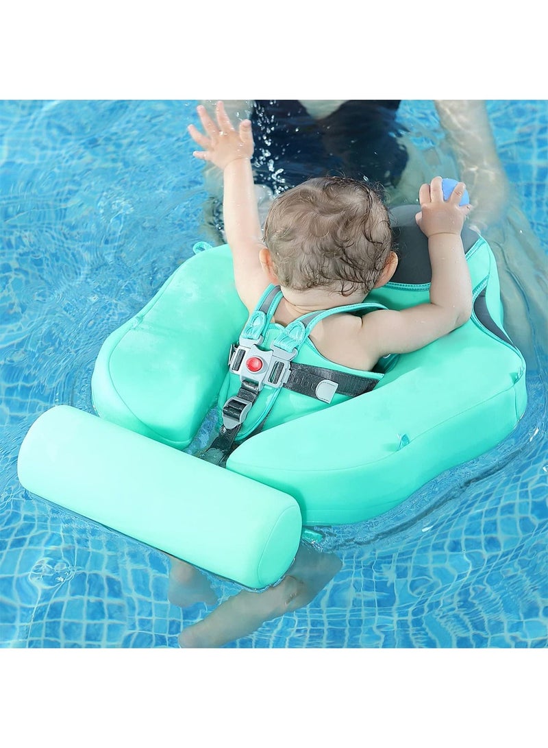 Non-Inflatable Baby Floater with Sun Protection Canopy and Removable Safety Tail