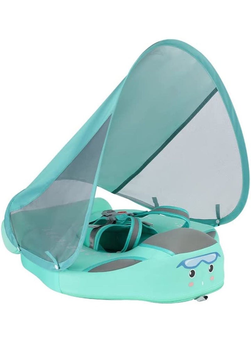 Non-Inflatable Baby Floater with Sun Protection Canopy and Removable Safety Tail