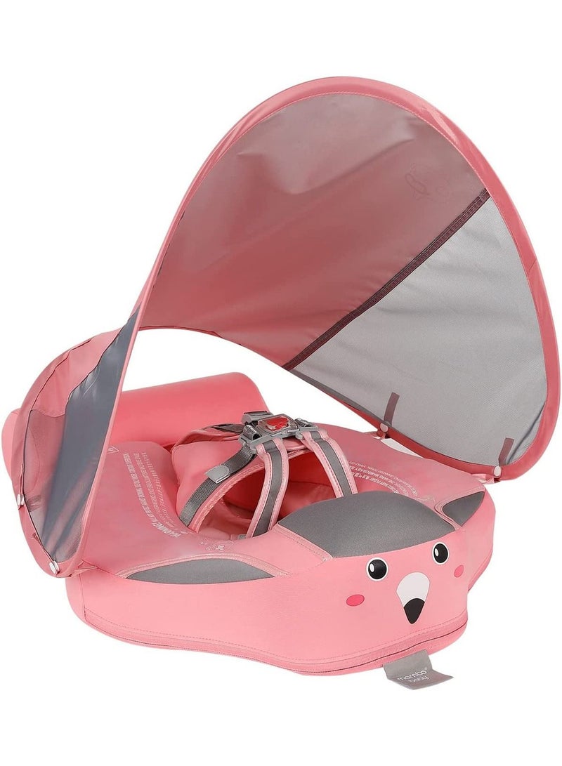 Non-Inflatable Baby Floater with Sun Protection Canopy and Removable Safety Tail