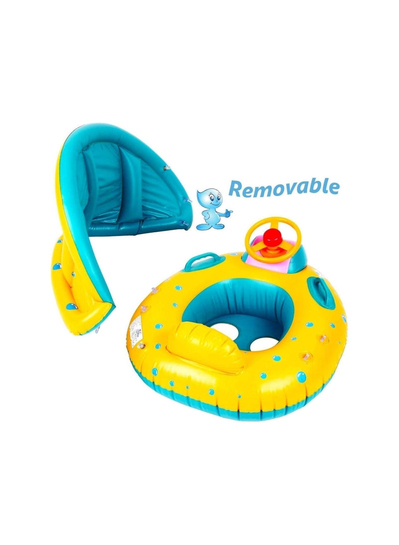 Baby Inflatable Swimming Ring with Adjustable Sun Shade Pool Float