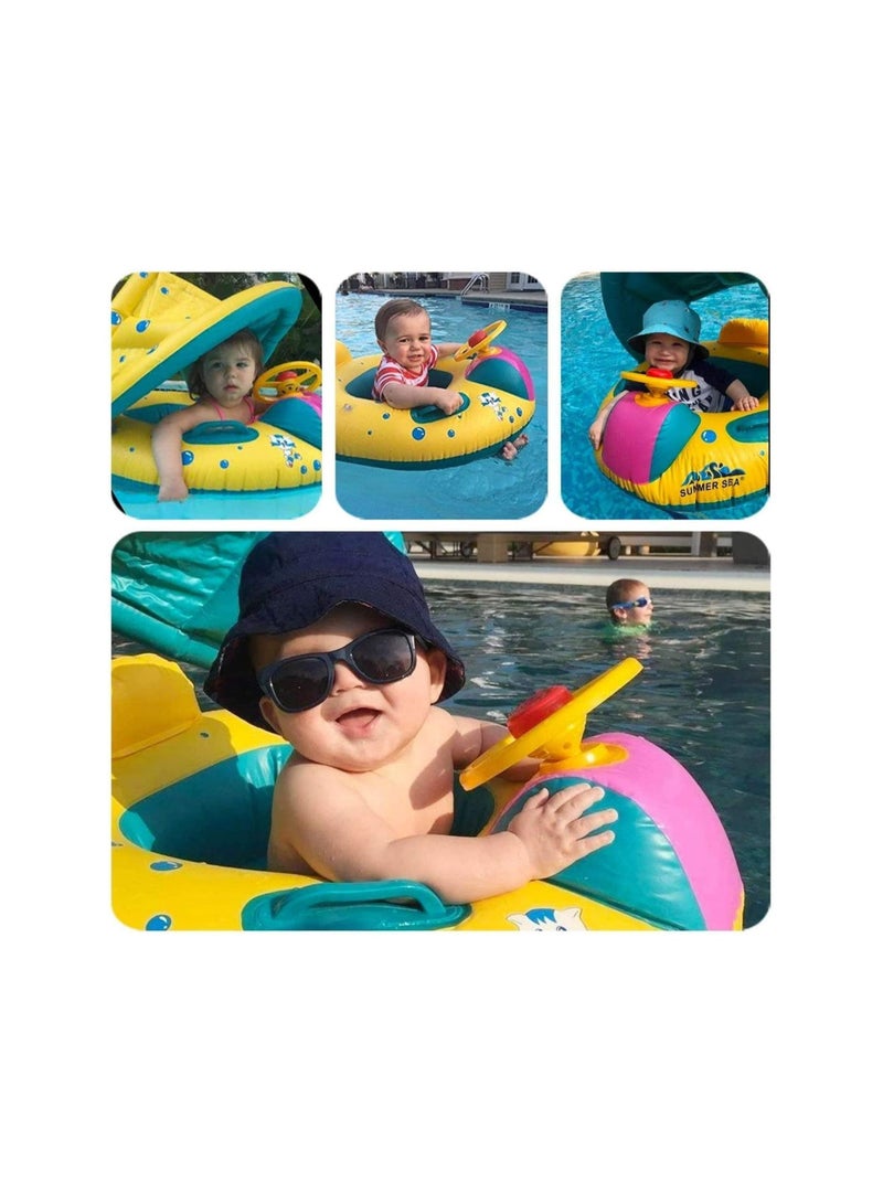 Baby Inflatable Swimming Ring with Adjustable Sun Shade Pool Float