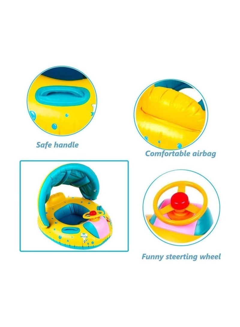 Baby Inflatable Swimming Ring with Adjustable Sun Shade Pool Float