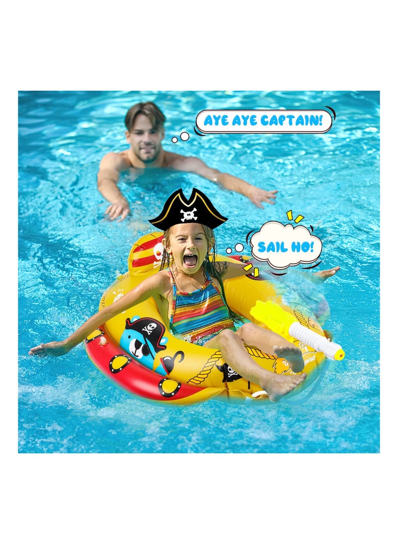 SYOSI Baby Swimming Float, Ring Float Inflatable Pool Toy Pirate Boat with Water Pistol Inflatables for Kids ​of Age 2-8 Year