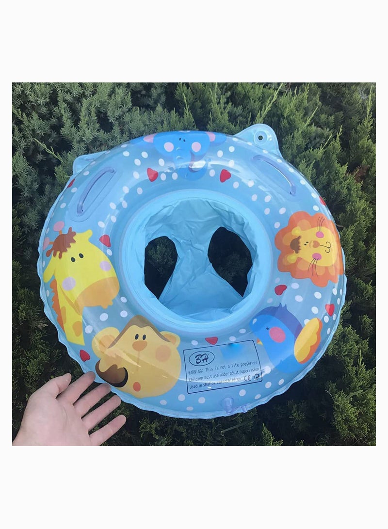 Baby Swimming Ring Floats with Safety Seat Double Airbag Swim Rings for Babies Kids Float Pool Training Aid PVC Toddlers of 6-36 Months (Blue)