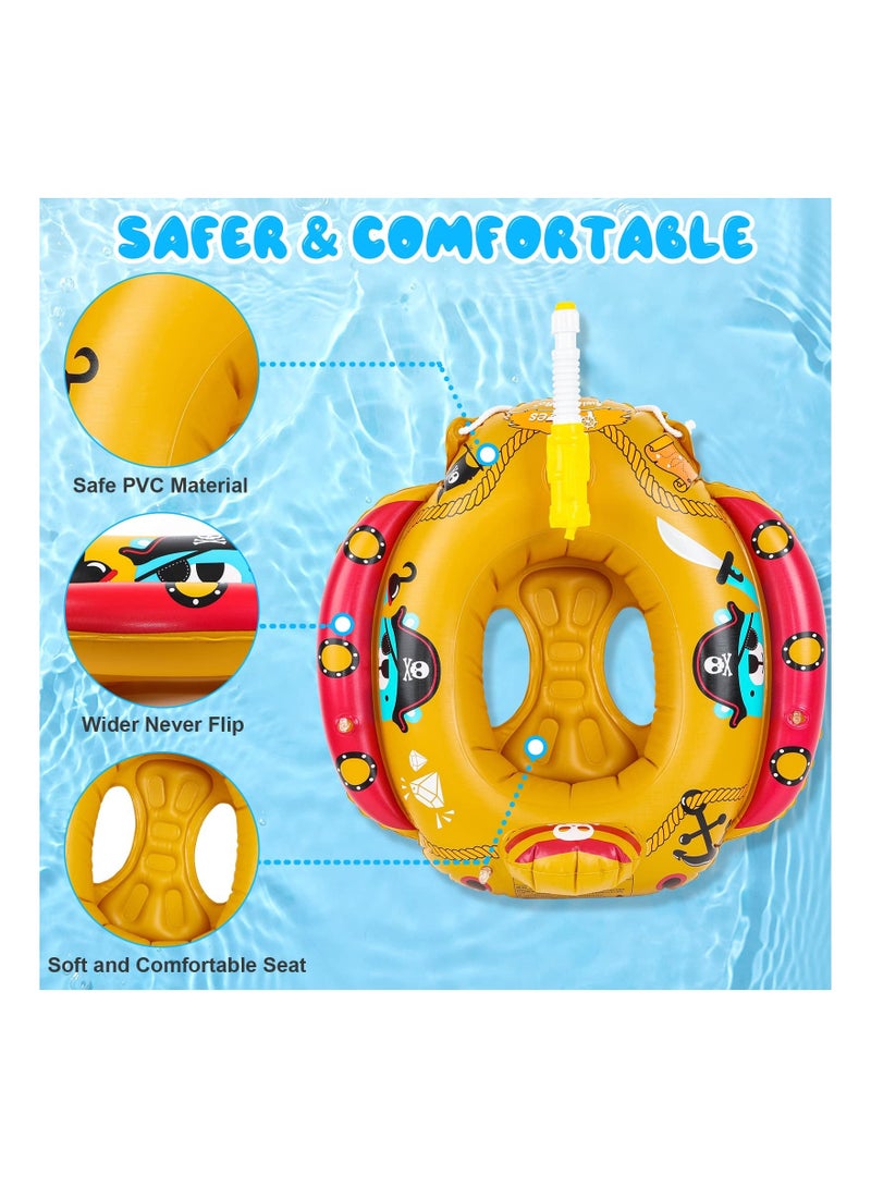 SYOSI Baby Swimming Float, Ring Float Inflatable Pool Toy Pirate Boat with Water Pistol Inflatables for Kids ​of Age 2-8 Year