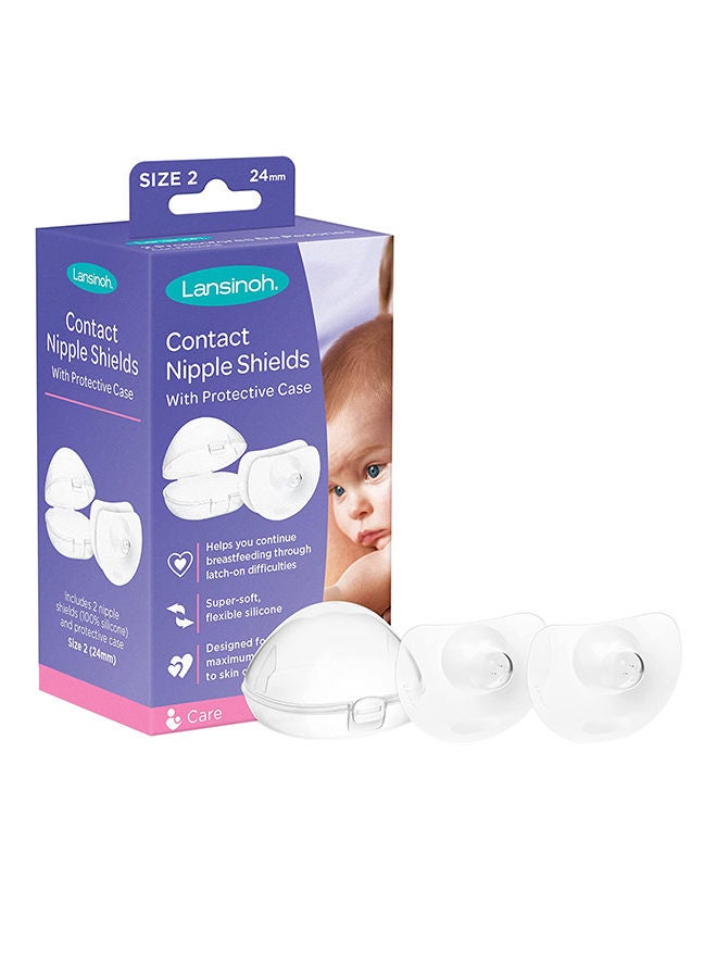 Lansinoh Contact Nipple Shield with Carrying Case, Size 1 (24 mm) 2 Count