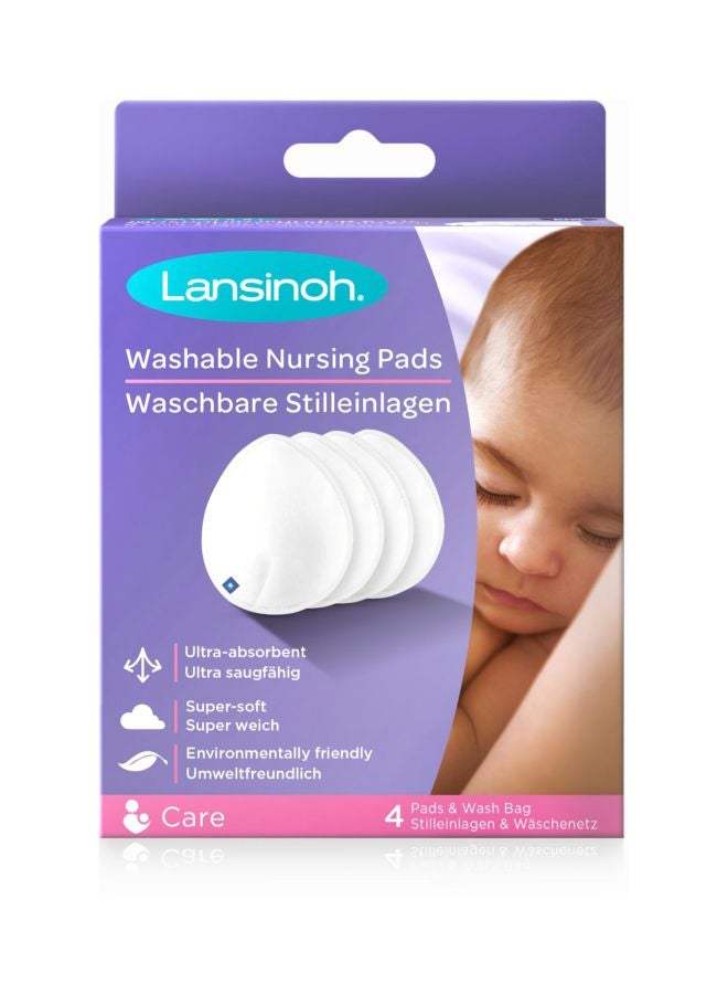 4-Piece Washable Nursing Pads With Wash Bag Set